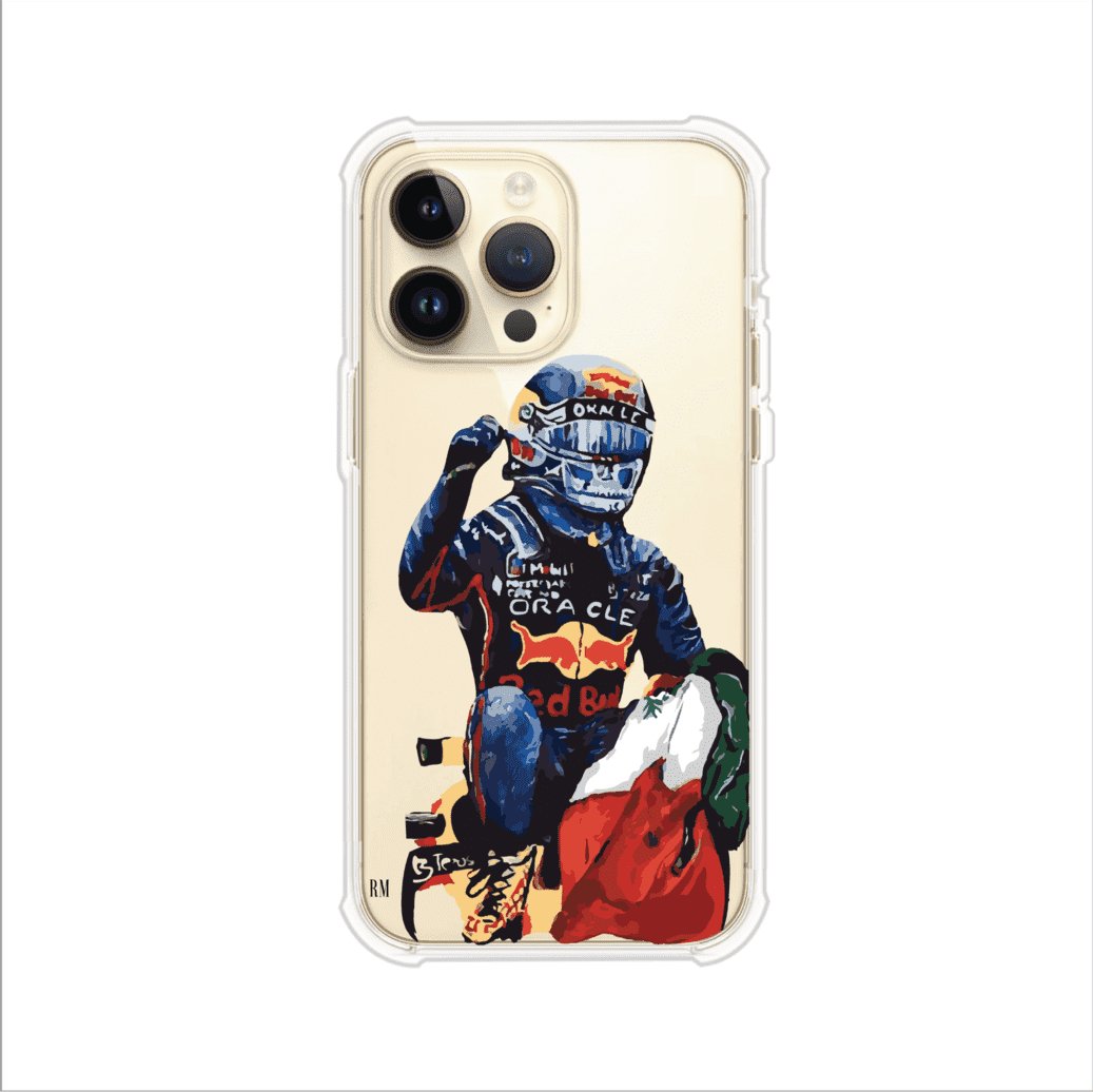 Funda para iPhone con ilustración de Checo Pérez, diseño Red Bull Racing, estilo artístico – Remark Mx