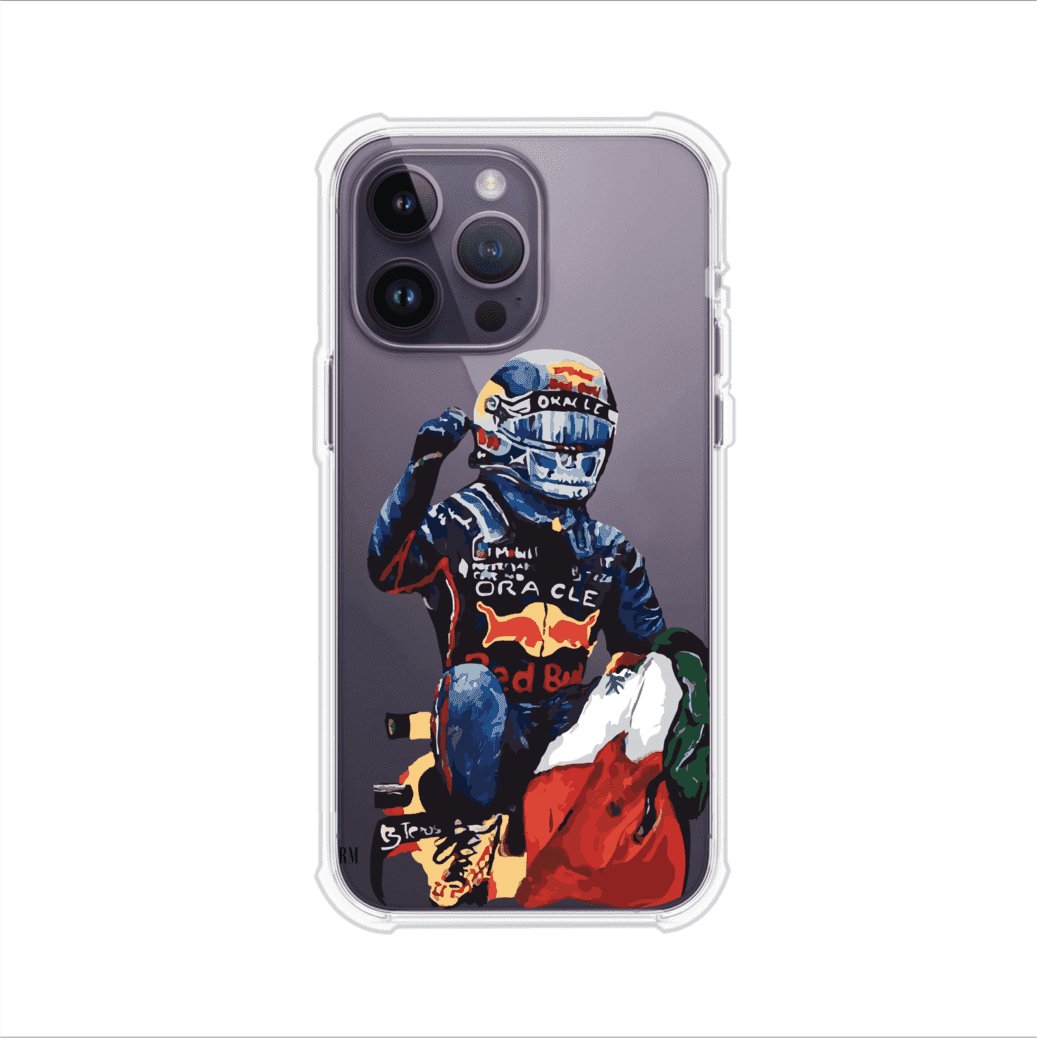 Funda para iPhone con ilustración de Checo Pérez, diseño Red Bull Racing, estilo artístico – Remark Mx