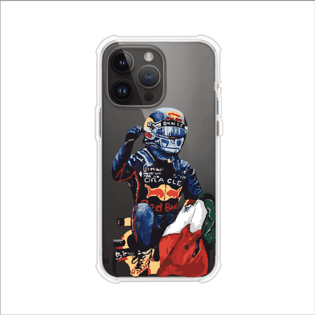 Funda para iPhone con ilustración de Checo Pérez, diseño Red Bull Racing, estilo artístico – Remark Mx