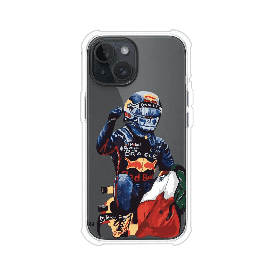 Funda para iPhone con ilustración de Checo Pérez, diseño Red Bull Racing, estilo artístico – Remark Mx