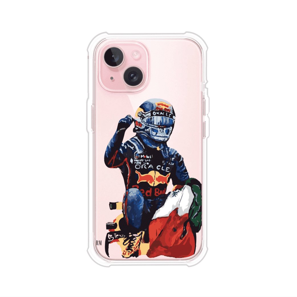 Funda para iPhone con ilustración de Checo Pérez, diseño Red Bull Racing, estilo artístico – Remark Mx