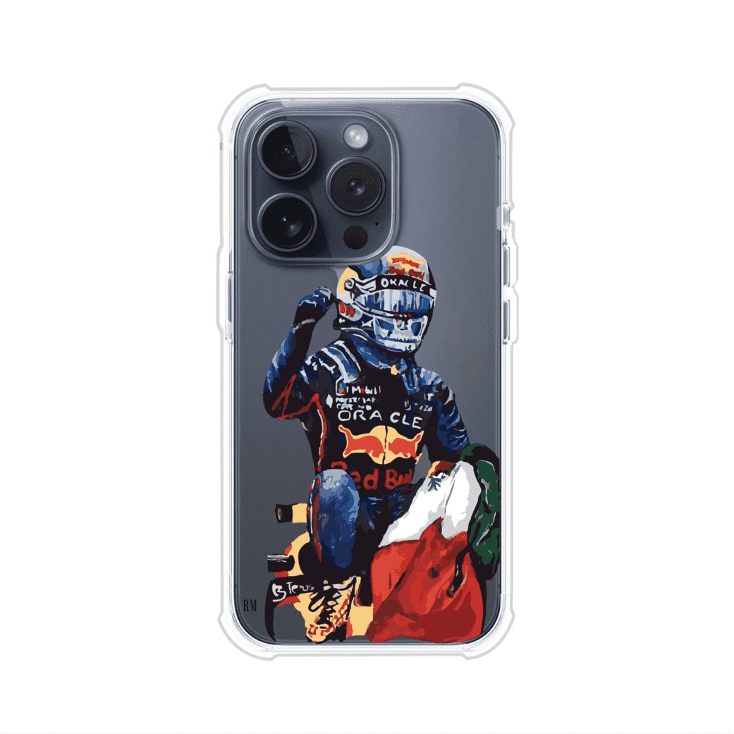 Funda para iPhone con ilustración de Checo Pérez, diseño Red Bull Racing, estilo artístico – Remark Mx