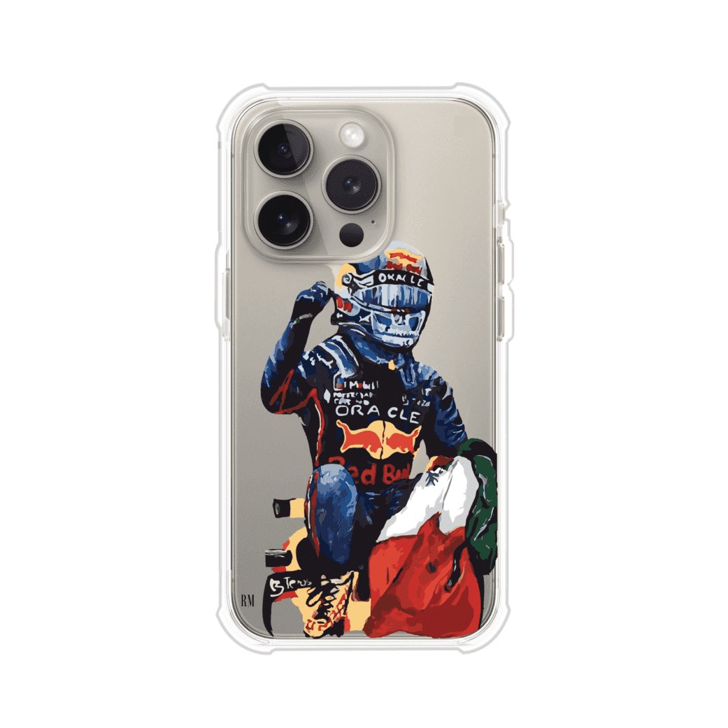 Funda para iPhone con ilustración de Checo Pérez, diseño Red Bull Racing, estilo artístico – Remark Mx