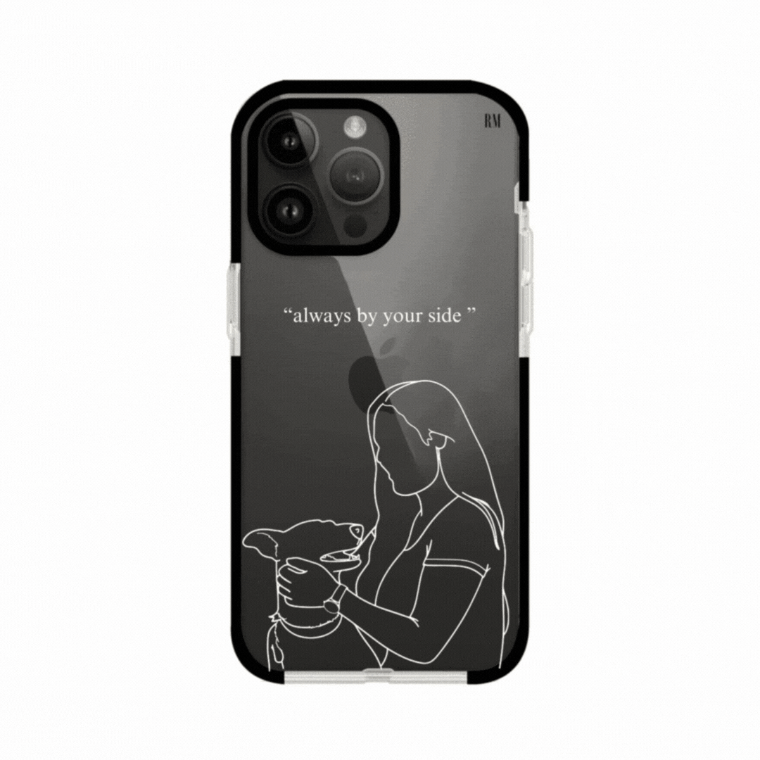Funda transparente para celular con ilustración personalizada estilo outlines minimalista, sobre funda premium de Remark Mx