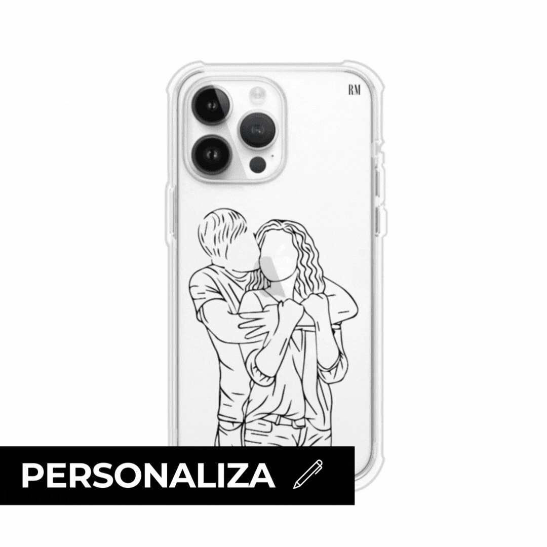 Funda transparente para celular con ilustración personalizada estilo outlines minimalista, sobre funda premium, alto impacto y magsafe de Remark Mx