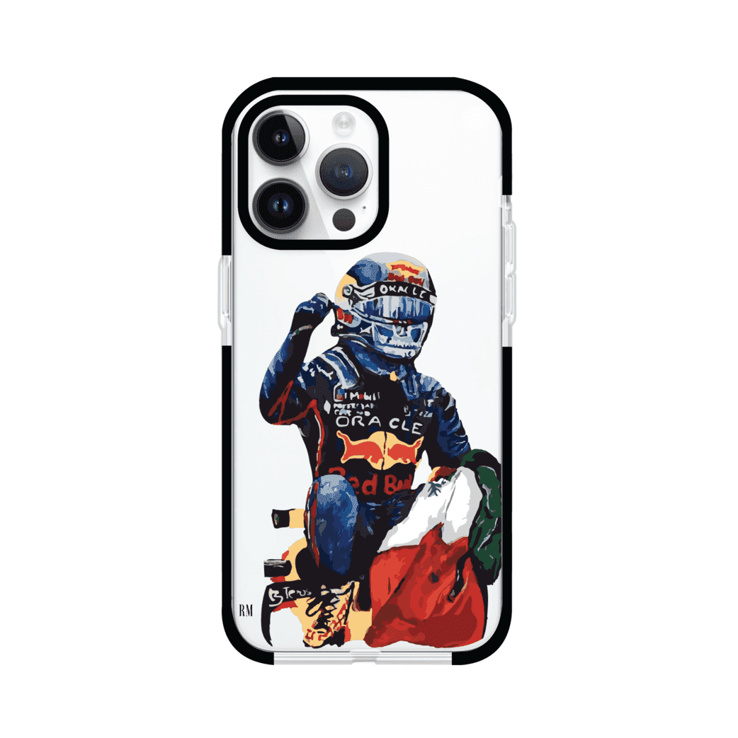 Funda para iPhone con ilustración de Checo Pérez, diseño Red Bull Racing, estilo artístico – Remark Mx