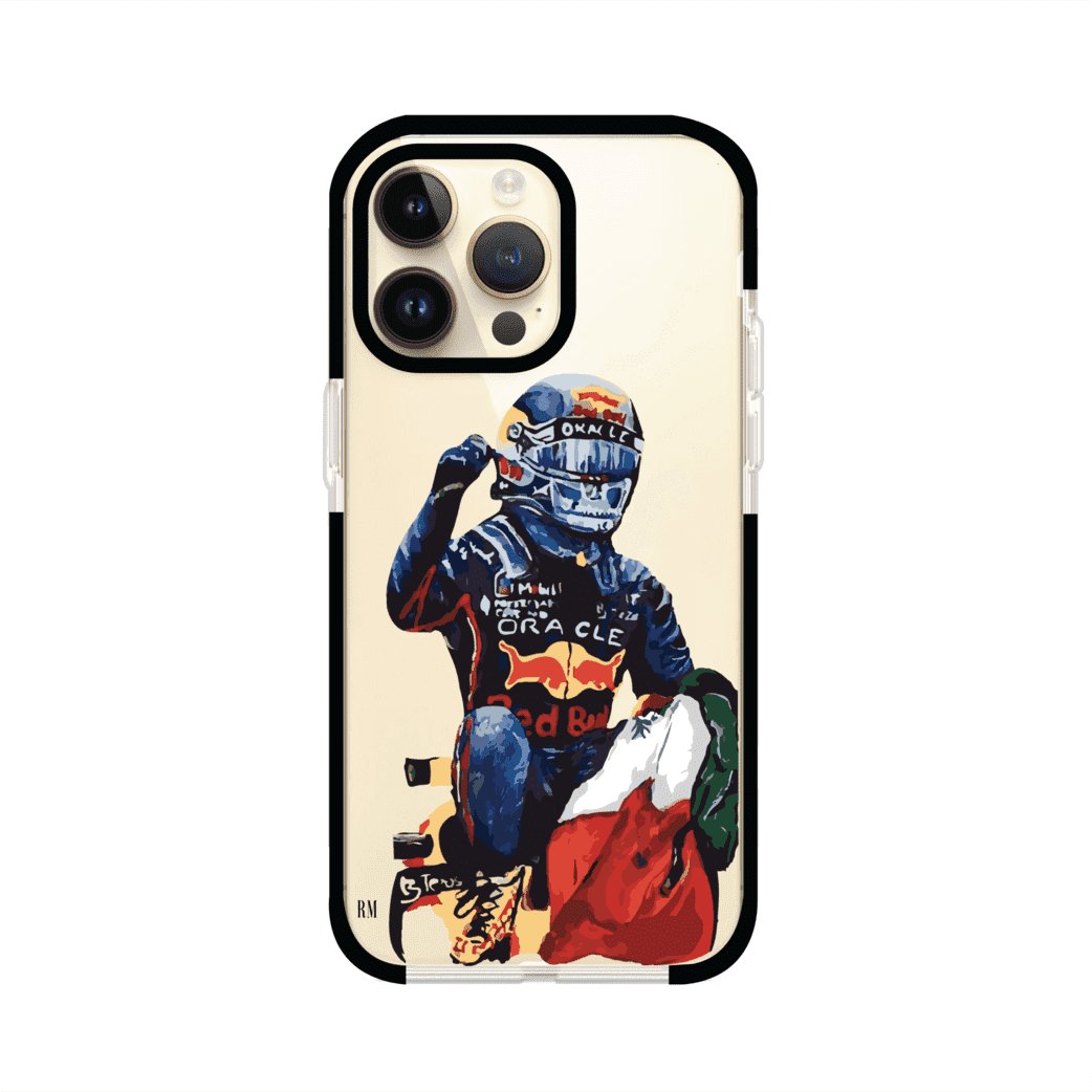 Funda para iPhone con ilustración de Checo Pérez, diseño Red Bull Racing, estilo artístico – Remark Mx