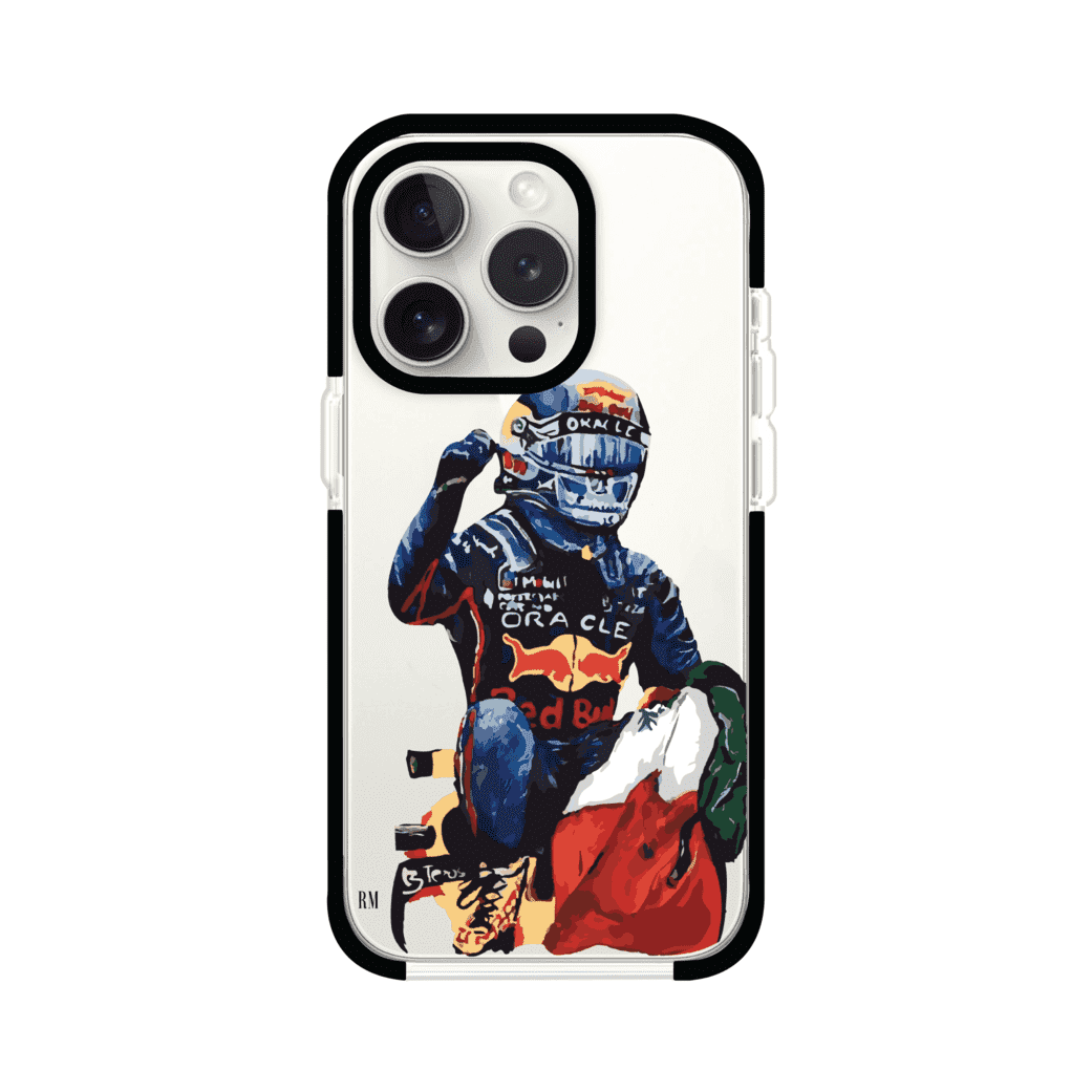 Funda para iPhone con ilustración de Checo Pérez, diseño Red Bull Racing, estilo artístico – Remark Mx