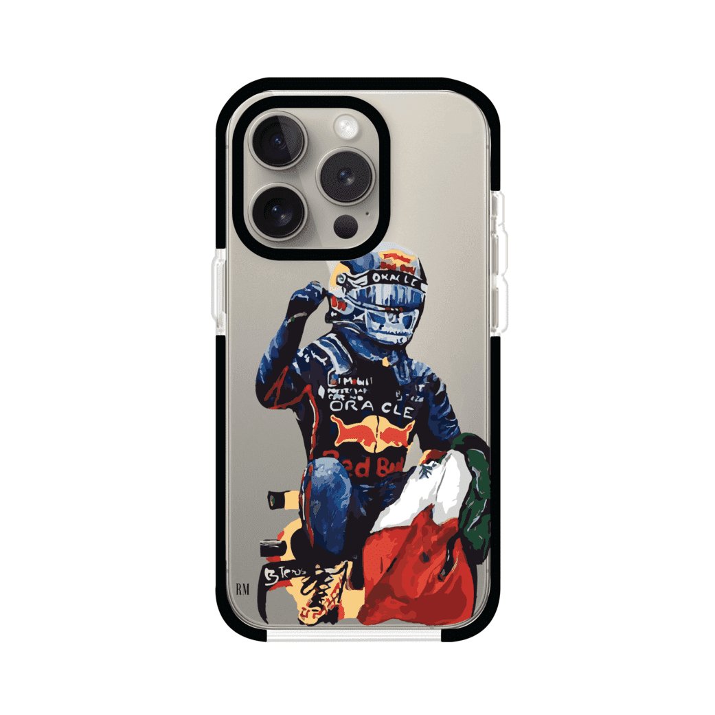 Funda para iPhone con ilustración de Checo Pérez, diseño Red Bull Racing, estilo artístico – Remark Mx