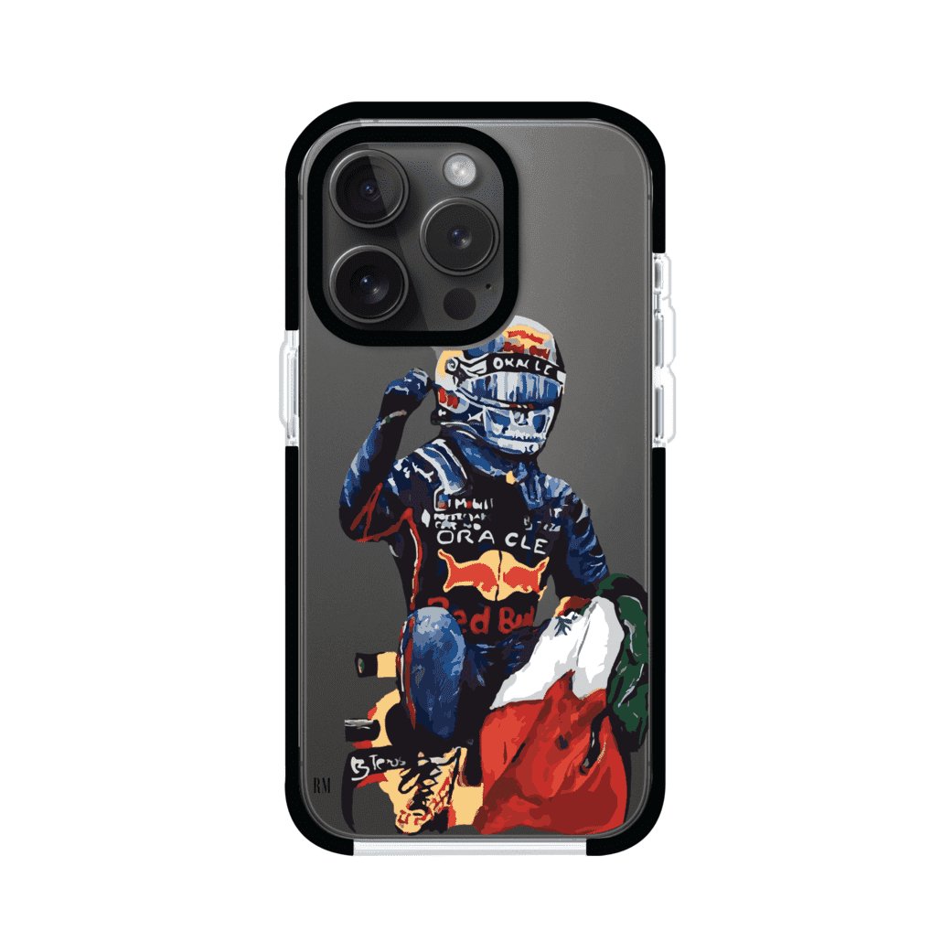 Funda para iPhone con ilustración de Checo Pérez, diseño Red Bull Racing, estilo artístico – Remark Mx