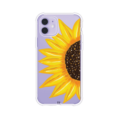 Funda transparente para iPhone con diseño pintado de girasol amarillo grande – Remark Mx