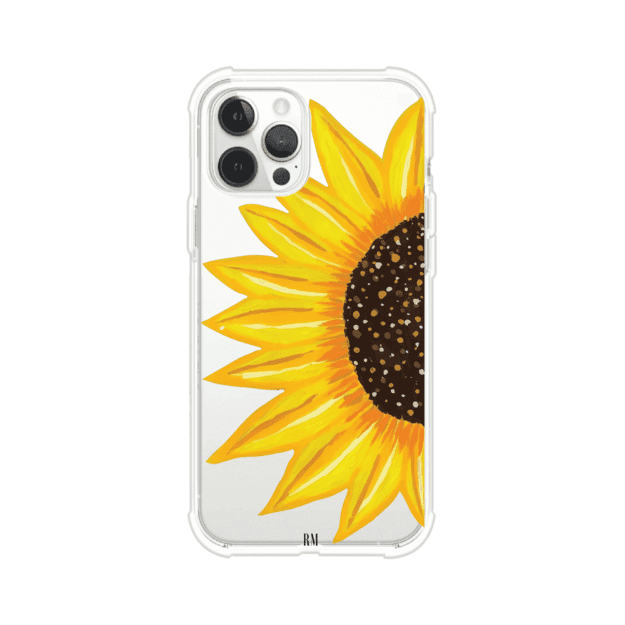 Funda transparente para iPhone con diseño pintado de girasol amarillo grande – Remark Mx