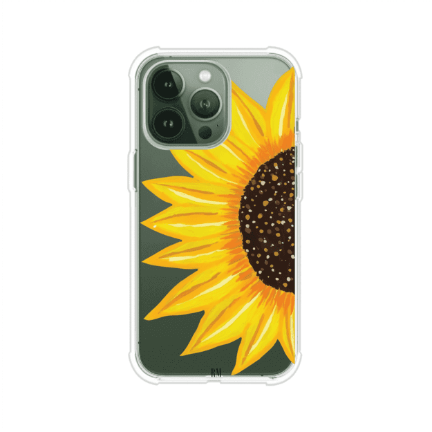 Funda transparente para iPhone con diseño pintado de girasol amarillo grande – Remark Mx