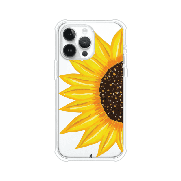 Funda transparente para iPhone con diseño pintado de girasol amarillo grande – Remark Mx