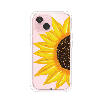 Funda transparente para iPhone con diseño pintado de girasol amarillo grande – Remark Mx