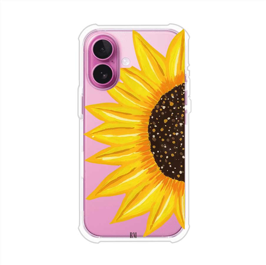 Funda transparente para iPhone con diseño pintado de girasol amarillo grande – Remark Mx