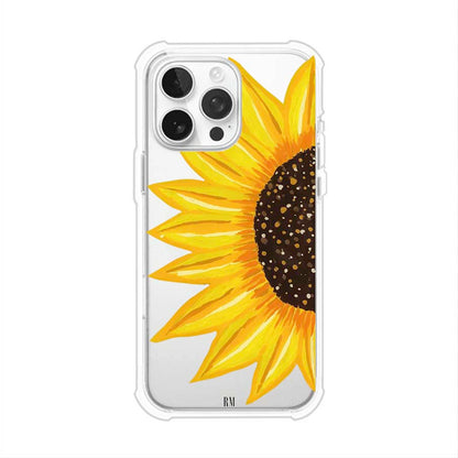 Funda transparente para iPhone con diseño pintado de girasol amarillo grande – Remark Mx