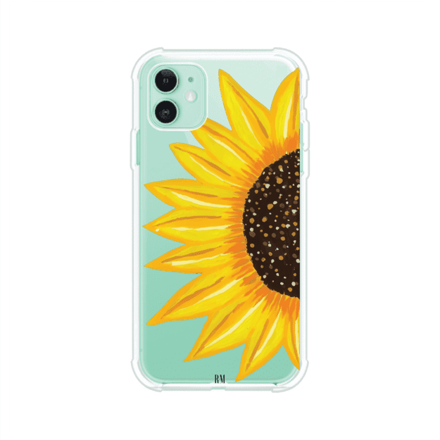Funda transparente para iPhone con diseño pintado de girasol amarillo grande – Remark Mx