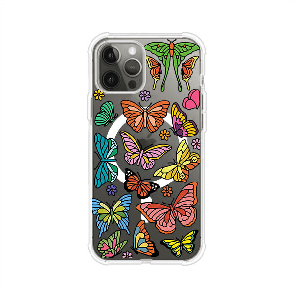 Funda transparente para iPhone con diseño aesthetic de mariposas de colores – Butterfly Haze de Remark Mx
