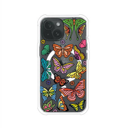 Funda transparente para iPhone con diseño aesthetic de mariposas de colores – Butterfly Haze de Remark Mx