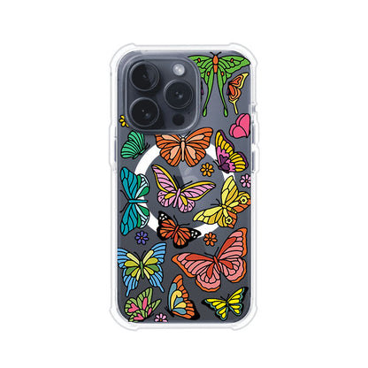 Funda transparente para iPhone con diseño aesthetic de mariposas de colores – Butterfly Haze de Remark Mx