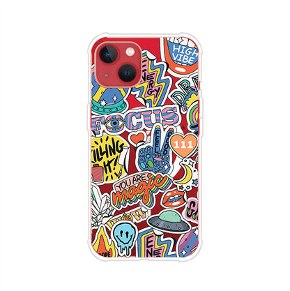 Funda para iPhone con diseño de stickers coloridos con frases motivacionales y energías positivas – Remark Mx