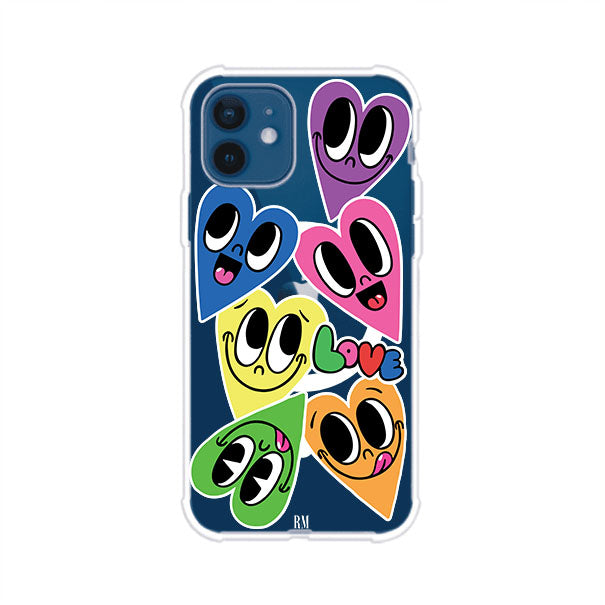 Funda para iPhone con diseño de corazones sonrientes en colores vibrantes – Remark Mx