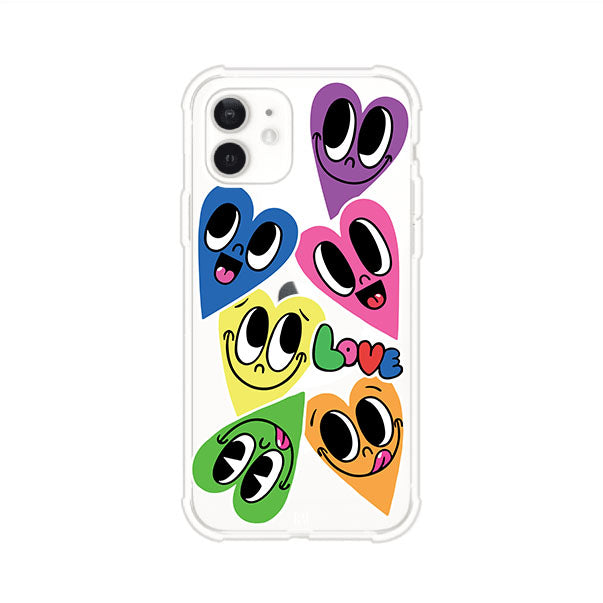 Funda para iPhone con diseño de corazones sonrientes en colores vibrantes – Remark Mx