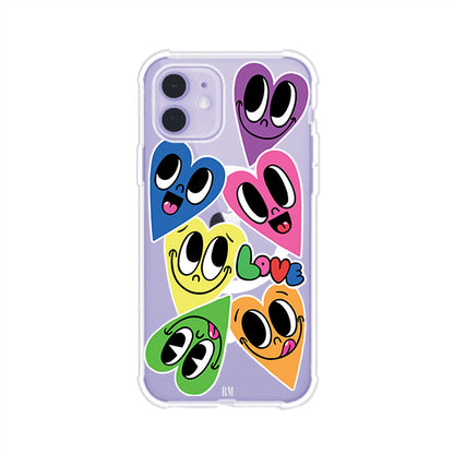 Funda para iPhone con diseño de corazones sonrientes en colores vibrantes – Remark Mx