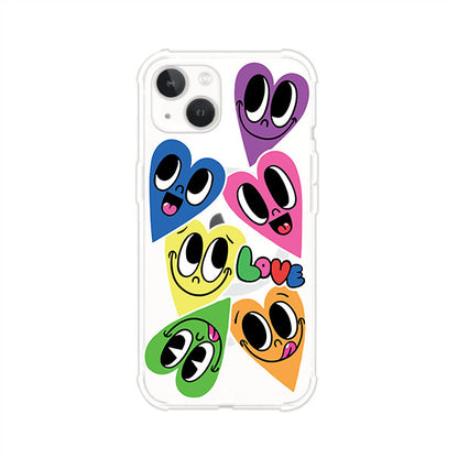 Funda para iPhone con diseño de corazones sonrientes en colores vibrantes – Remark Mx
