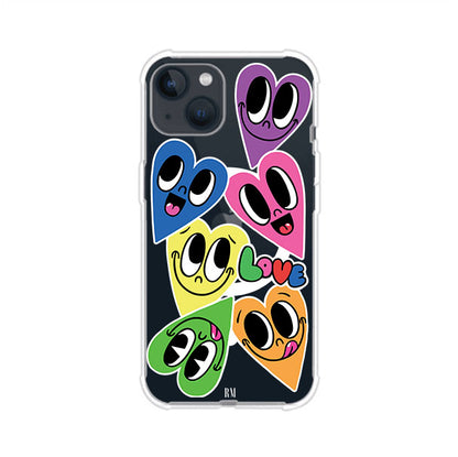 Funda para iPhone con diseño de corazones sonrientes en colores vibrantes – Remark Mx