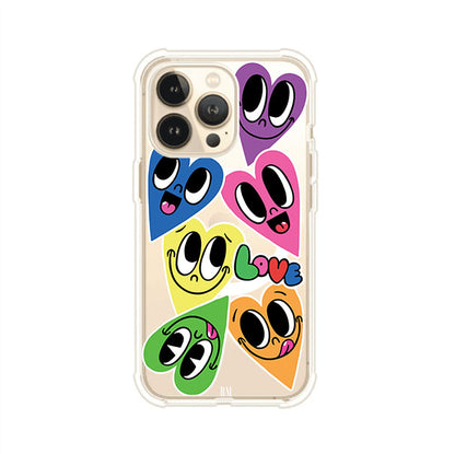 Funda para iPhone con diseño de corazones sonrientes en colores vibrantes – Remark Mx