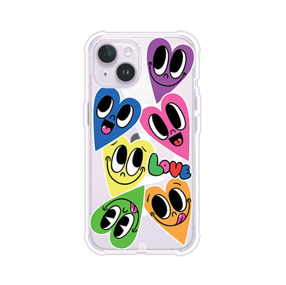Funda para iPhone con diseño de corazones sonrientes en colores vibrantes – Remark Mx