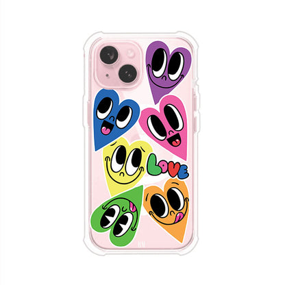 Funda para iPhone con diseño de corazones sonrientes en colores vibrantes – Remark Mx