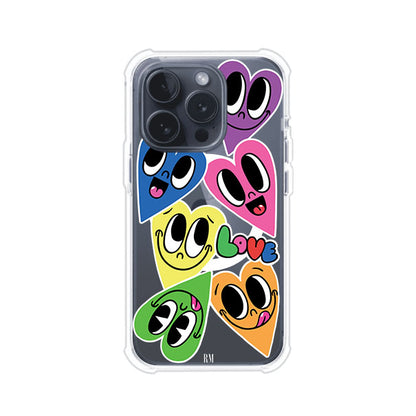Funda para iPhone con diseño de corazones sonrientes en colores vibrantes – Remark Mx
