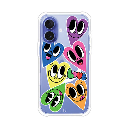 Funda para iPhone con diseño de corazones sonrientes en colores vibrantes – Remark Mx