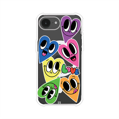 Funda para iPhone con diseño de corazones sonrientes en colores vibrantes – Remark Mx