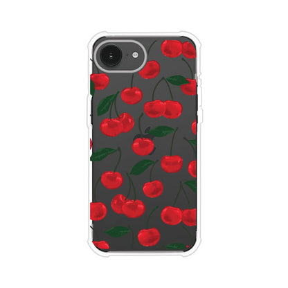Funda personalizada para iPhone con diseño aesthetic de cerezas (cherries) rojas sobre fondo rosa, ideal para un estilo juvenil y divertido. Producto de Remark MX