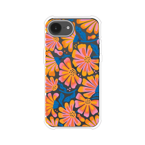 Funda personalizada para iPhone con diseño floral estilo Sunset Blossom en tonos naranjas, rosas y azules. Ideal para primavera/verano, producto de Remark MX