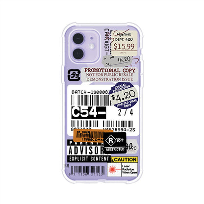 Funda para iPhone con diseño urbano tipo collage de tickets, códigos de barras y etiquetas de advertencia. Ideal para quienes buscan un estilo alternativo y original. Diseño exclusivo de Remark MX