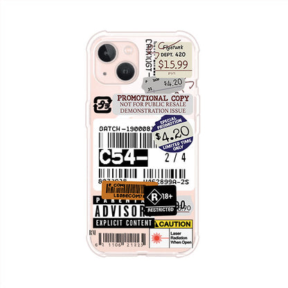 Funda para iPhone con diseño urbano tipo collage de tickets, códigos de barras y etiquetas de advertencia. Ideal para quienes buscan un estilo alternativo y original. Diseño exclusivo de Remark MX