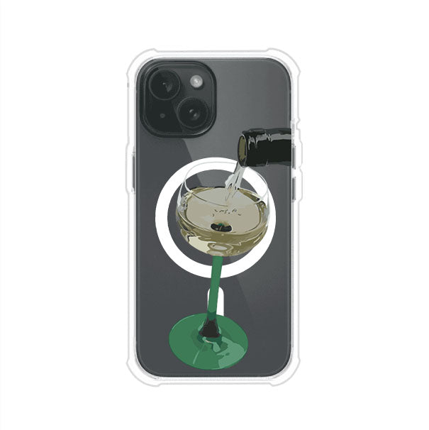 Funda personalizada para iPhone con ilustración de un dirty martini siendo servido en una copa. Diseño elegante y moderno para amantes de los cócteles. Producto de Remark MX