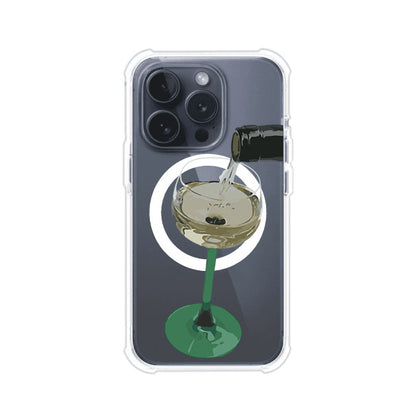 Funda personalizada para iPhone con ilustración de un dirty martini siendo servido en una copa. Diseño elegante y moderno para amantes de los cócteles. Producto de Remark MX