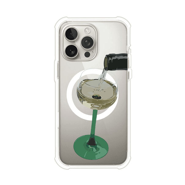 Funda personalizada para iPhone con ilustración de un dirty martini siendo servido en una copa. Diseño elegante y moderno para amantes de los cócteles. Producto de Remark MX