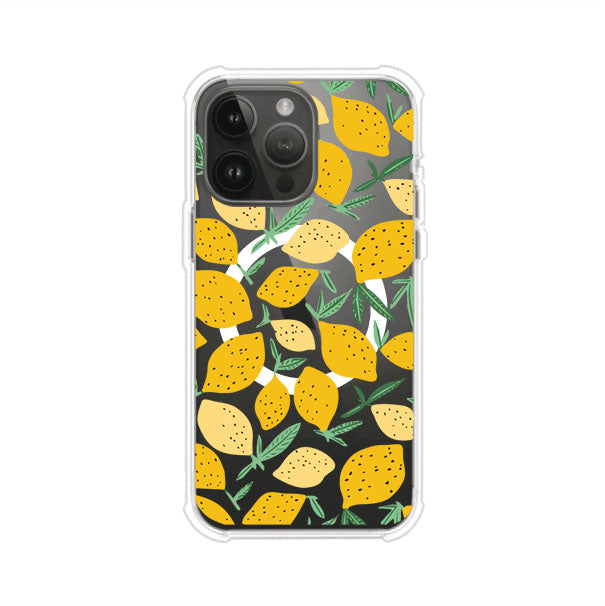 Funda personalizada para iPhone con diseño de limones amarillos estilo limoncello, inspirada en el verano mediterráneo. Producto de Remark MX