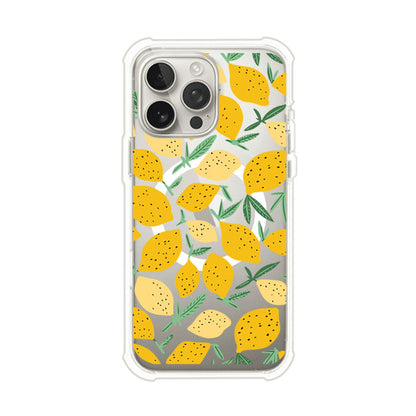Funda personalizada para iPhone con diseño de limones amarillos estilo limoncello, inspirada en el verano mediterráneo. Producto de Remark MX