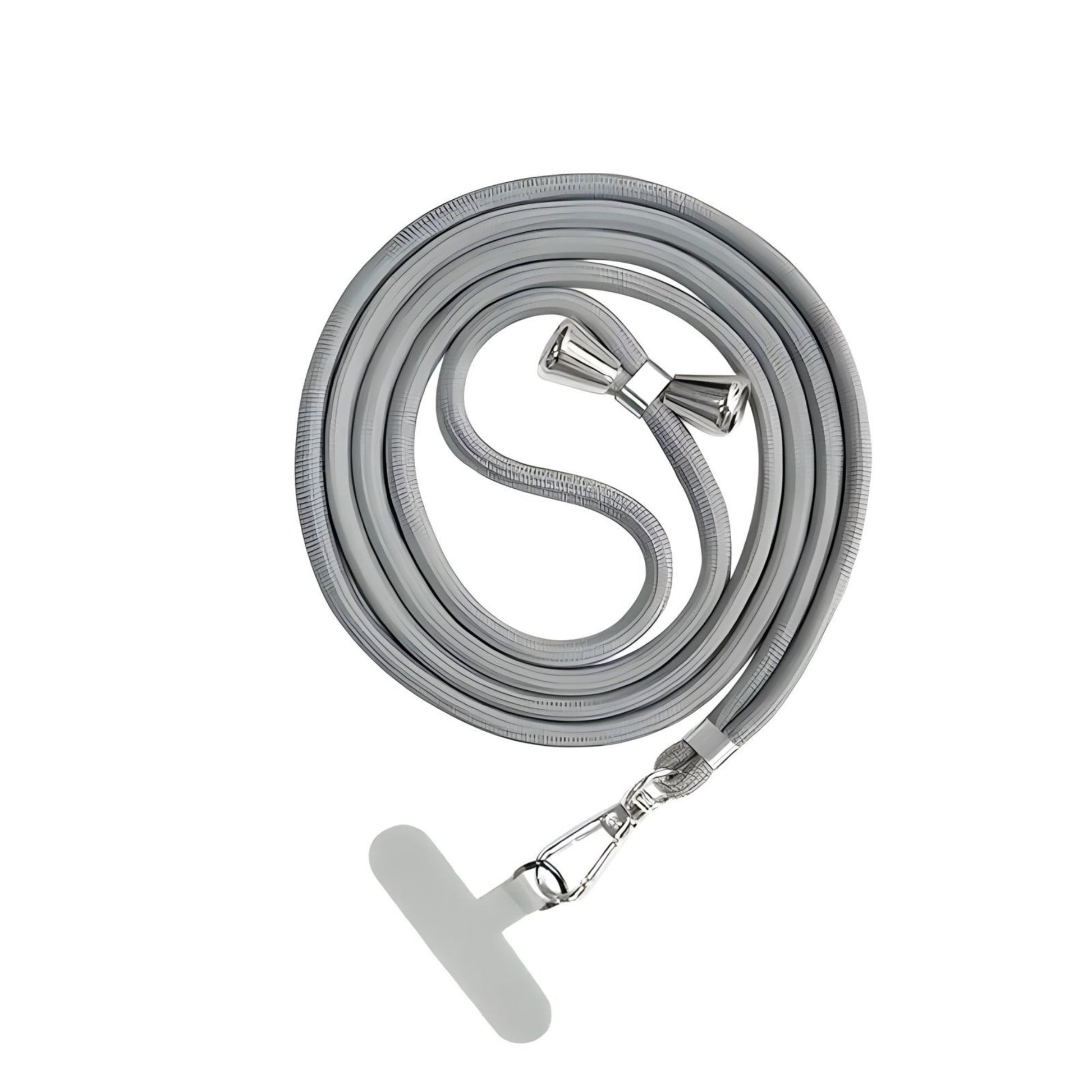 Correa crossbody gris para celular, ajustable y con clips metálicos, compatible con fundas de Remark MX