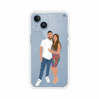 Funda transparente para celular con ilustración personalizada estilo faceless minimalista, sobre funda alto impacto de Remark Mx