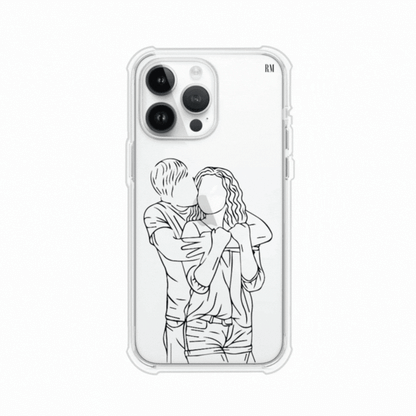 Funda transparente para celular con ilustración personalizada estilo outlines  minimalista, sobre funda alto impacto de Remark Mx