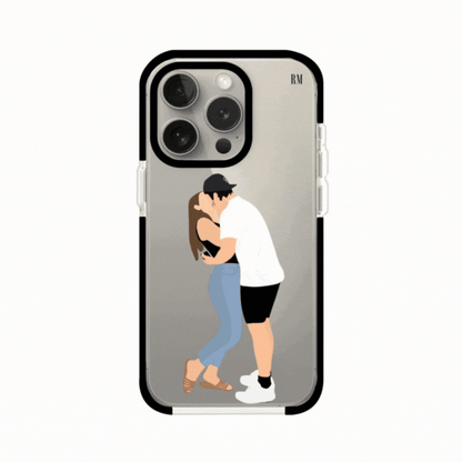 Funda transparente para celular con ilustración personalizada estilo faceless minimalista, sobre funda premium de Remark Mx